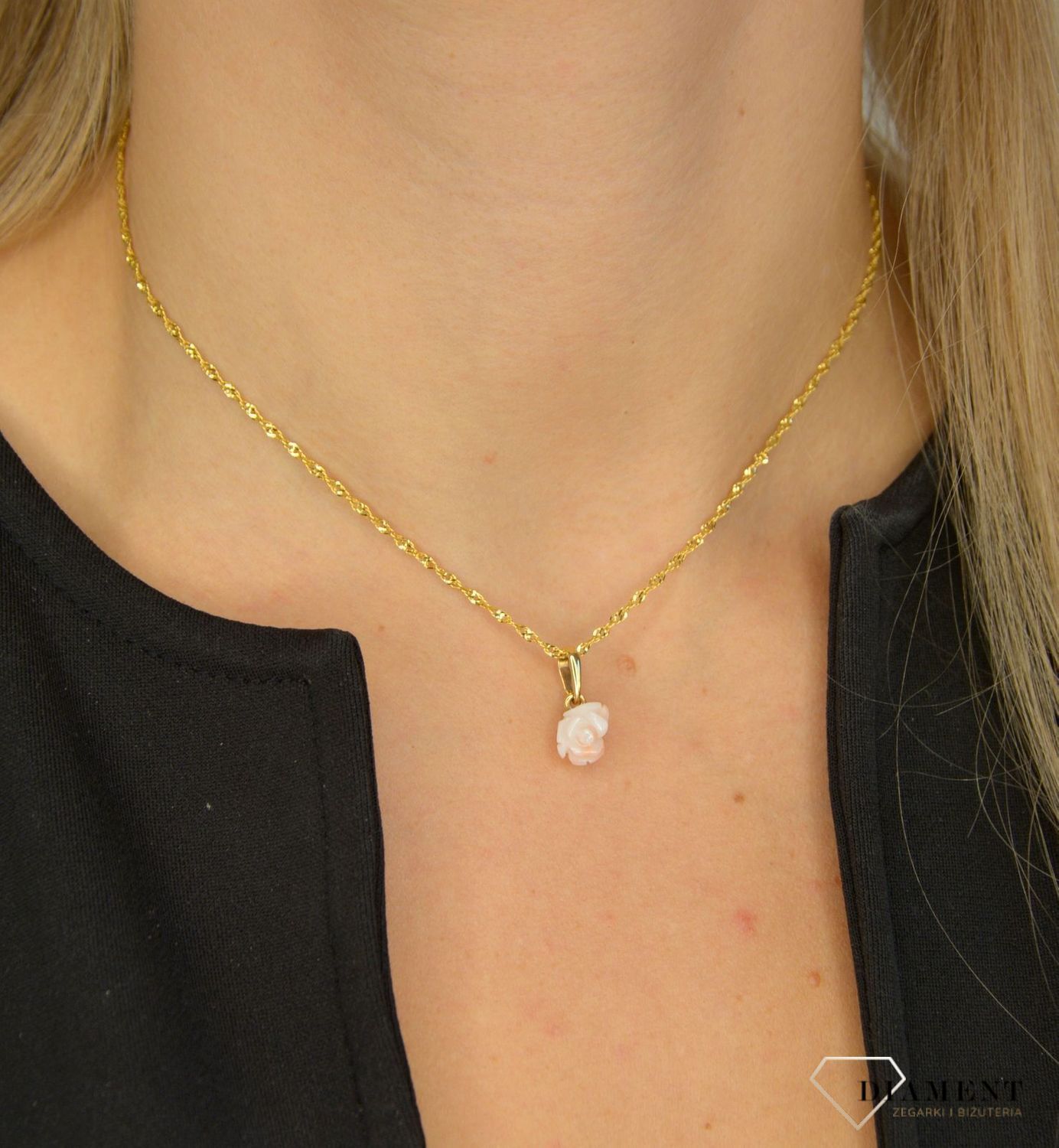 Złote kolczyki 585 'Koralowe różyczki kwiatki' DIA-KLC-1375-585.jpg