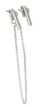 Eleganckie kolczyki damskie srebrne DIA-KLC-13845-925 o asymetrycznym designie – jeden patyczek na sztyft, drugi wiszący łańcuszek 5,5 cm. Lekkie i nowoczesne, idealne na prezent.1.jpg