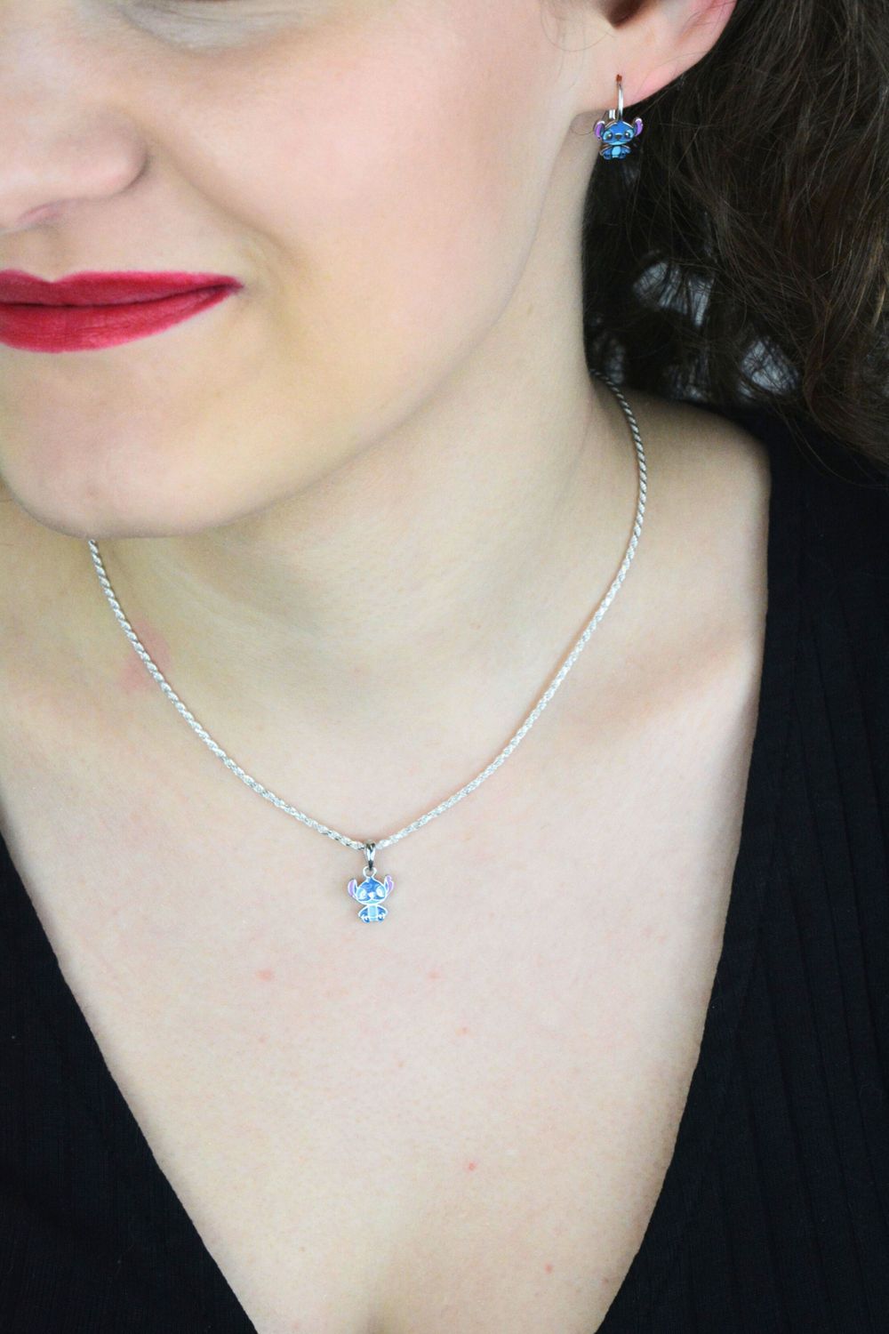 Kolczyki srebrne dziecięce Stitch emalia 925 – DIA-KLC-13874--925  Biżuteria dla dziewczynek.jpg