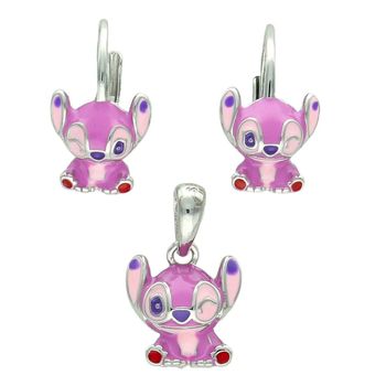 Kolczyki dziecięce srebrne Lilo DIA-KLC-13876-925 – różowa emalia, bigiel angielski (1).jpg