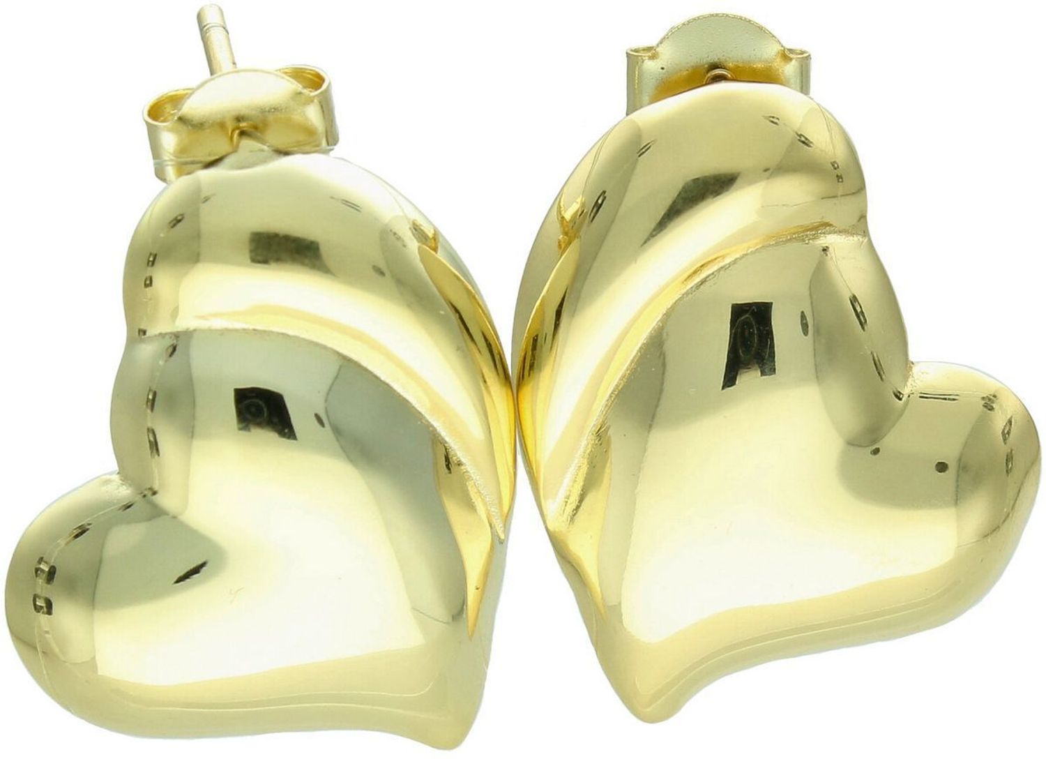 Kolczyki pozłacane ze srebra próby 925 w kształcie gładkich serc. Model DIA-KLC-13933Z-925 z zapięciem na sztyft. Wielkość 2,0 cm, waga 2,60 g. Eleganckie, klasyczne kolczyki w złotym1.jpg