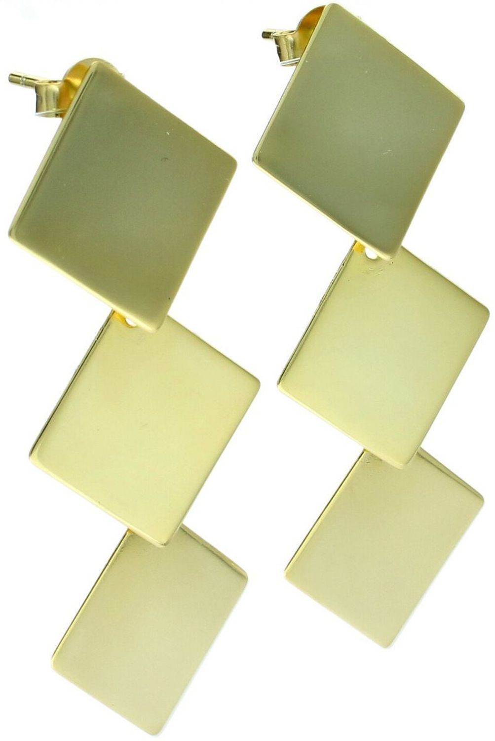 Srebrne pozłacane kolczyki damskie 925 wiszące trzy kwadratowe blaszki DIA-KLC-13936Z-925.jpg