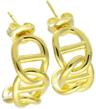 Srebrne pozłacane kolczyki damskie 925 półkola zdobione wzorem DIA-KLC-13938Z-925 pozłacane.jpg