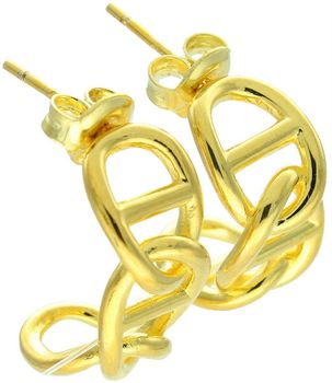 Srebrne pozłacane kolczyki damskie 925 półkola zdobione wzorem DIA-KLC-13938Z-925.jpg