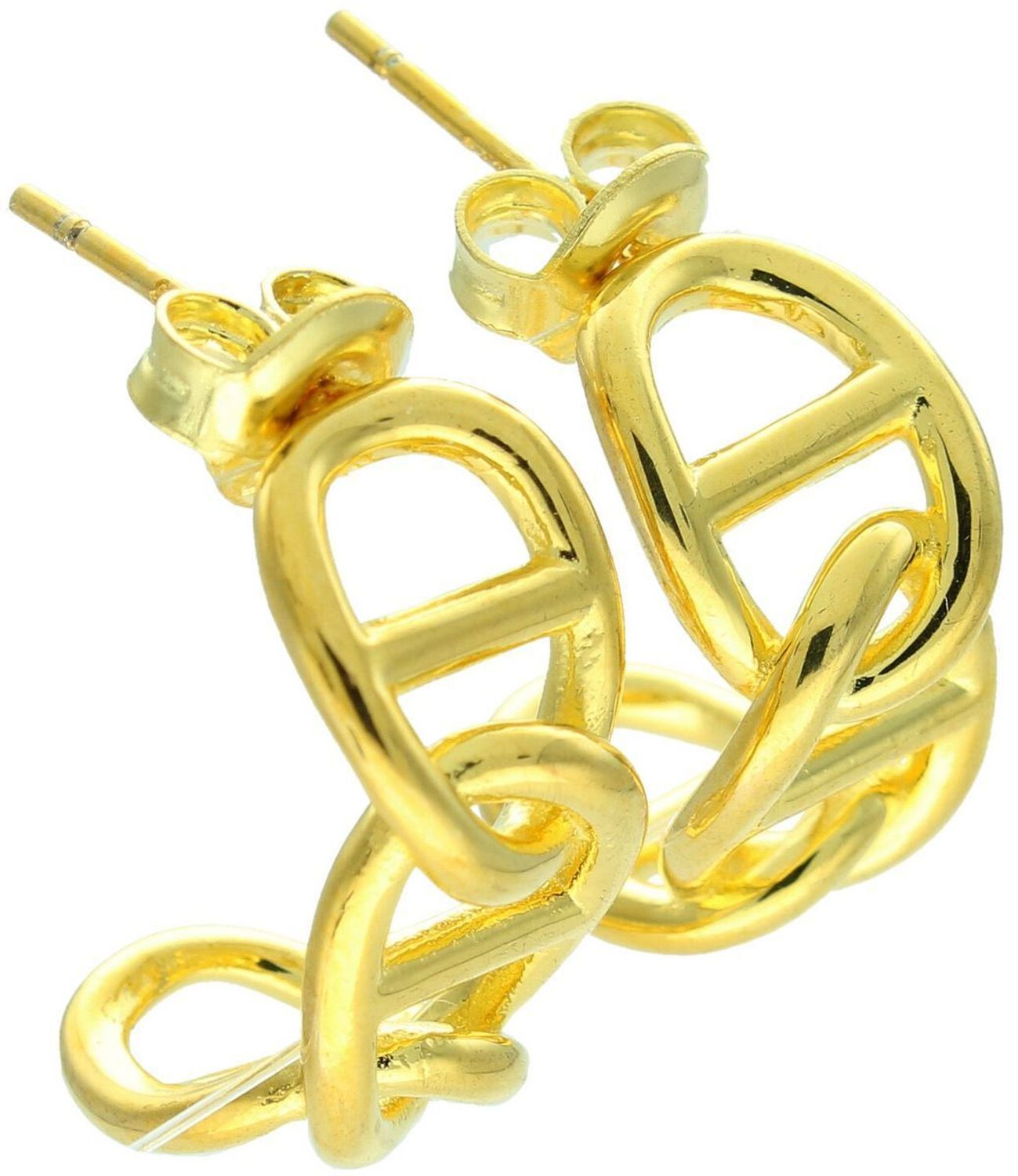 Srebrne pozłacane kolczyki damskie 925 półkola zdobione wzorem DIA-KLC-13938Z-925.jpg