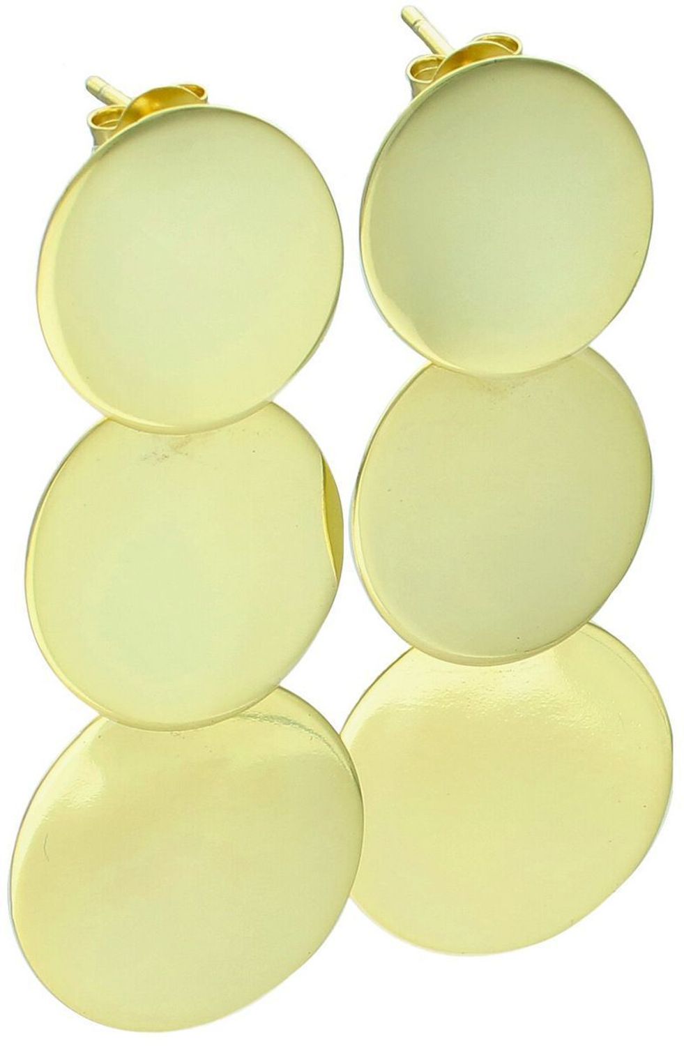 Srebrne pozłacane kolczyki damskie 925 wiszące trzy okrągłe blaszki DIA-KLC-13939Z-925.jpg