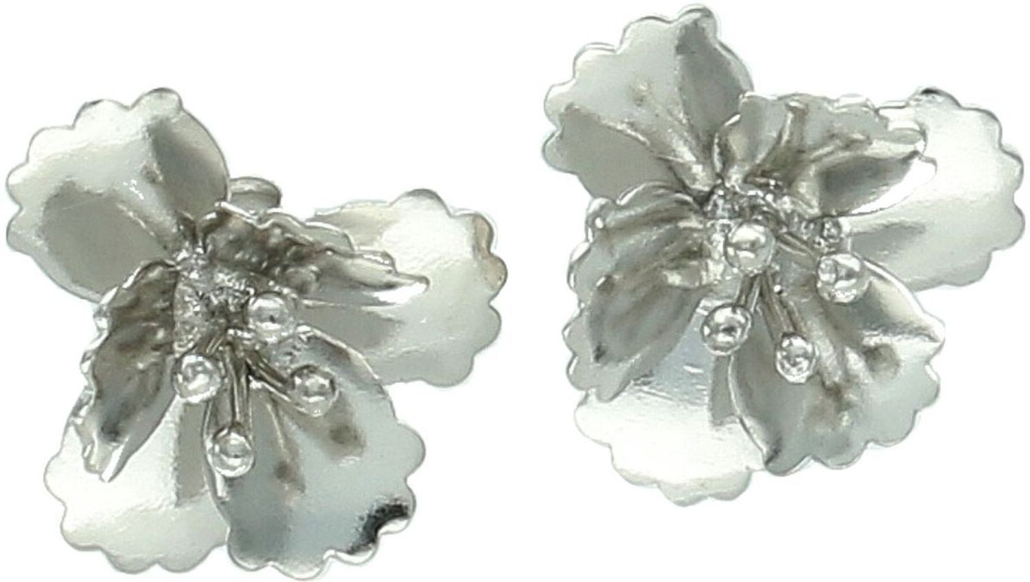 Urocze kolczyki damskie ze srebra próby 925 w kształcie wypukłych kwiatków. Model DIA-KLC-13941-925 z zapięciem na sztyft. Wielkość 1,3 cm, waga 1,10 g. Delikatne, kobiece i ponadczasowe – 1.jpg