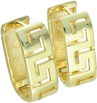 Eleganckie kolczyki srebrne pozłacane próby 925 z motywem drogi greckiej. Model DIA-KLC-13946Z-925 z zapięciem na zatrzask. Długość 2,0 cm, szerokość 7 mm, waga 5,40 g. Stylowe, ponadczasowe1.jpg