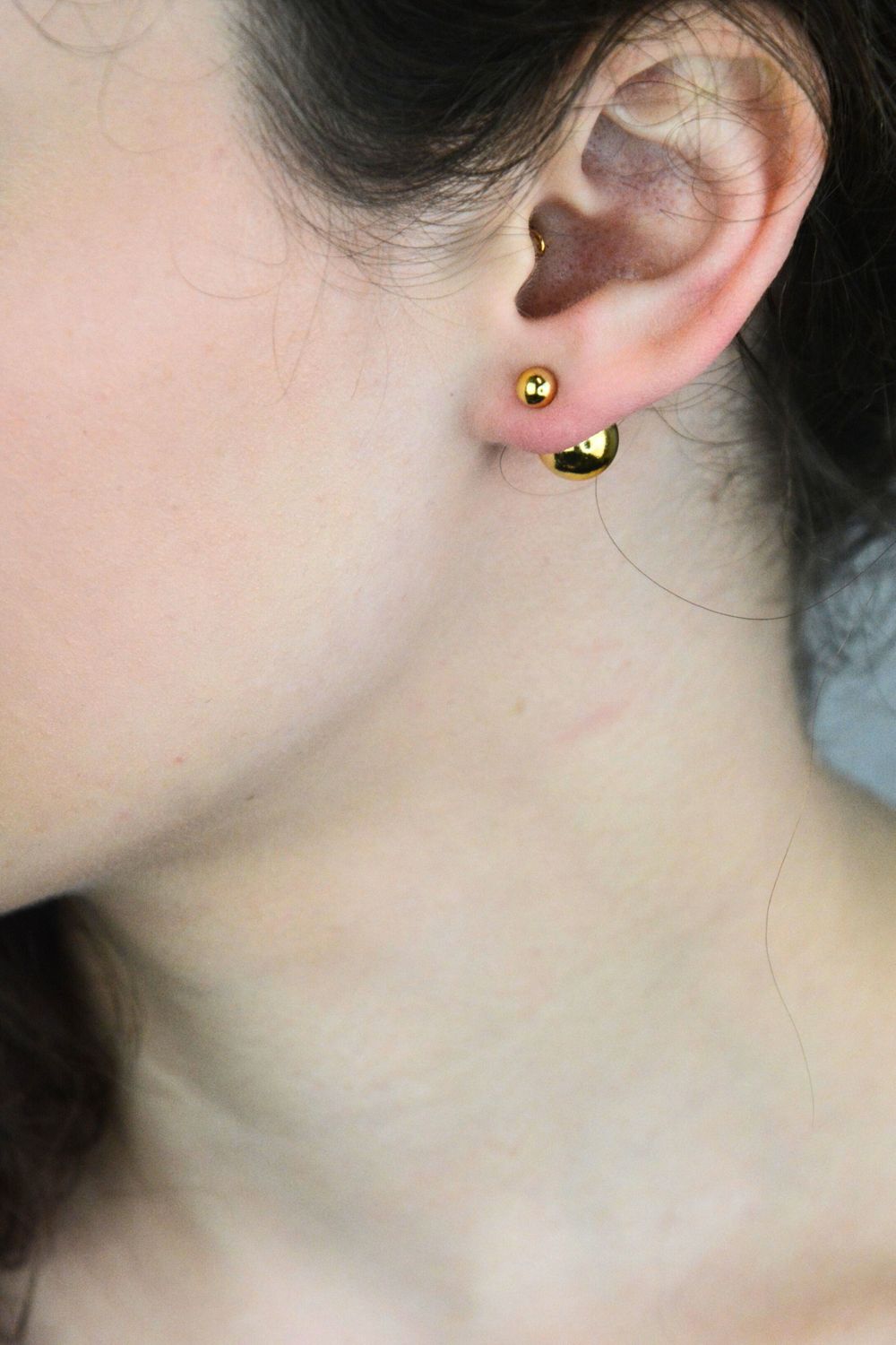 Srebrne pozłacane kolczyki damskie 925 dwie kulki DIA-KLC-13949Z-925.jpg