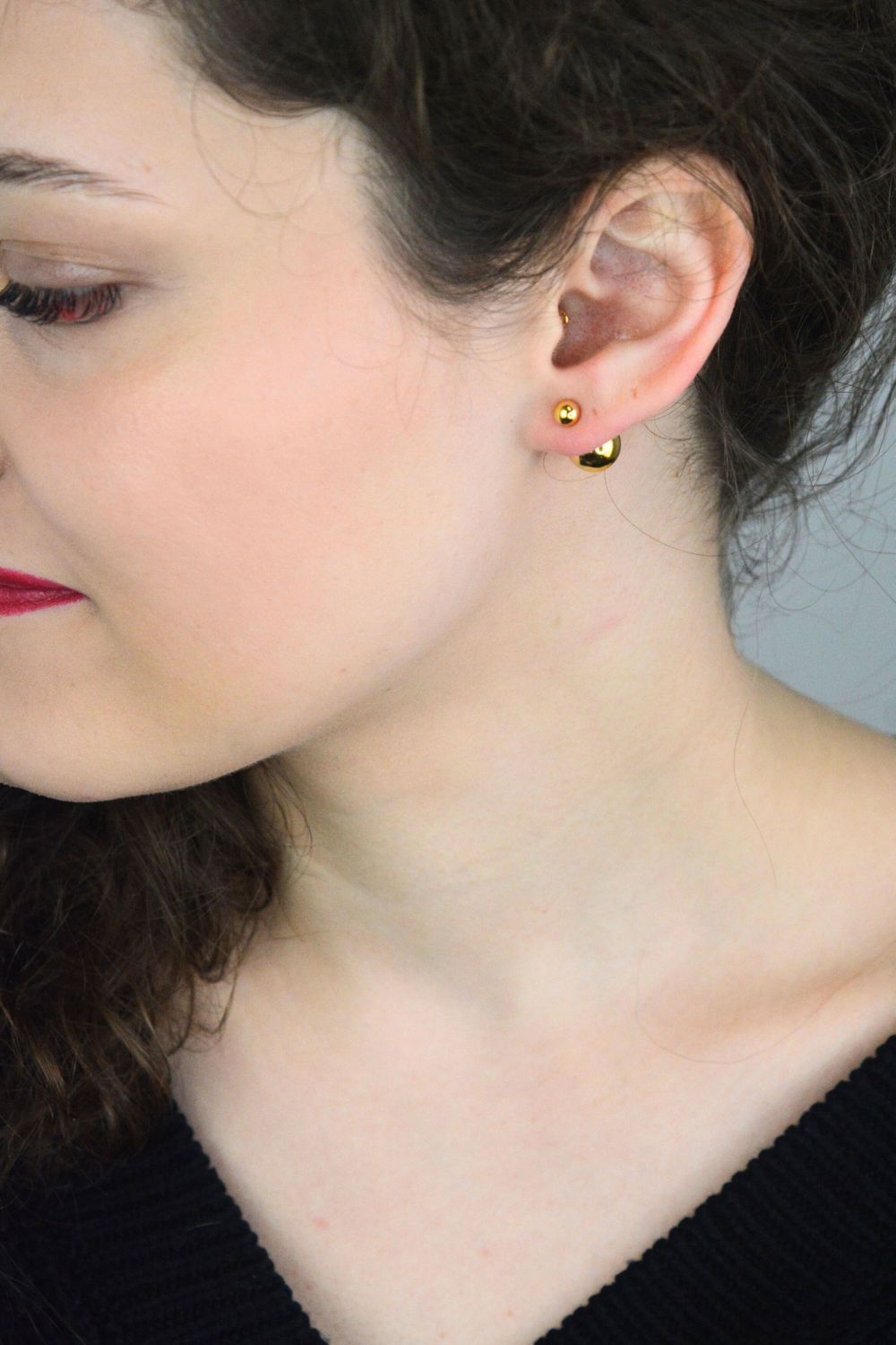 Srebrne pozłacane kolczyki damskie 925 dwie kulki DIA-KLC-13949Z-925.jpg