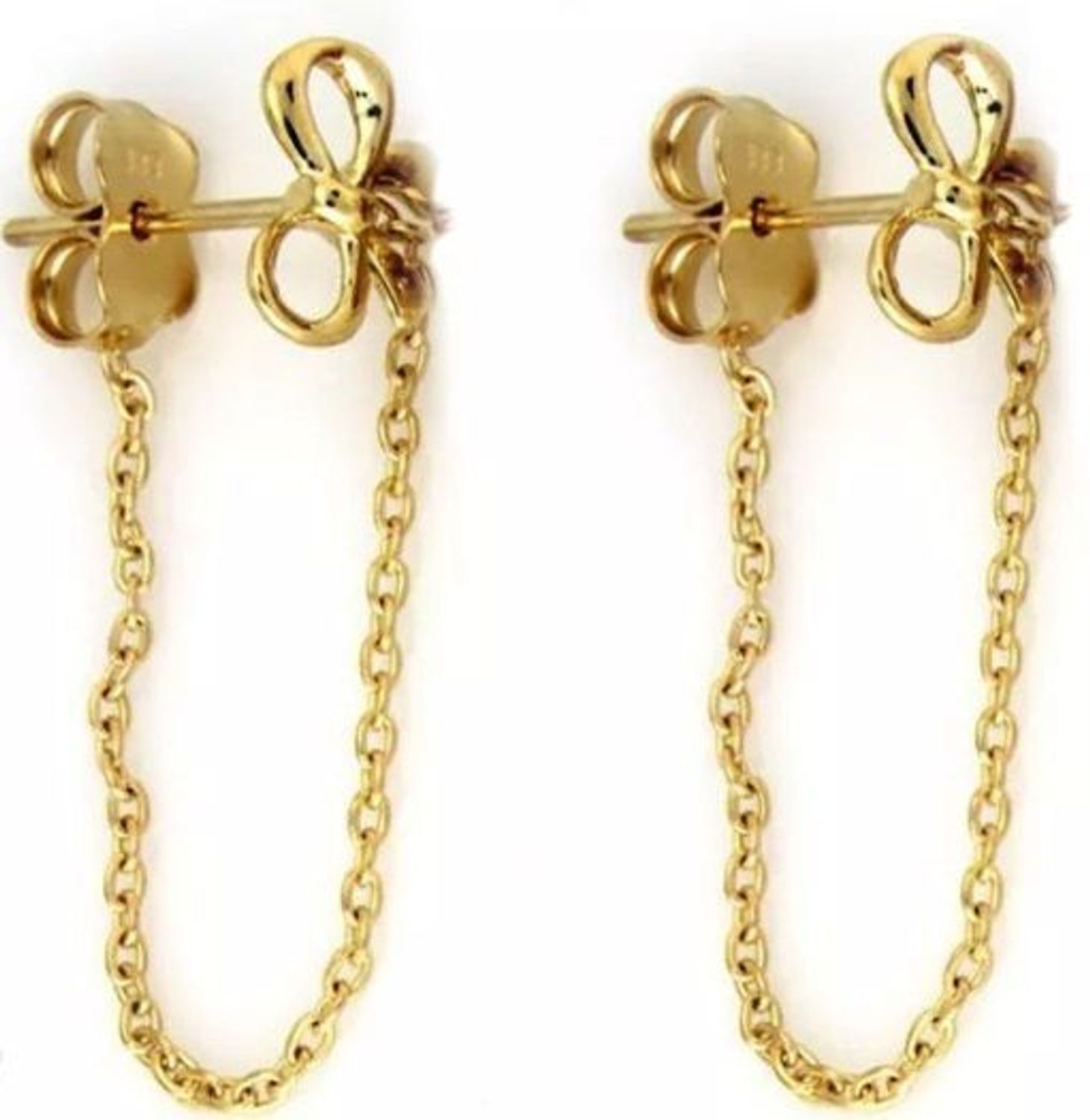 Złote kolczyki 333 wiszące kokardki na łańcuszkach DIA-KLC-1395-333.jpg