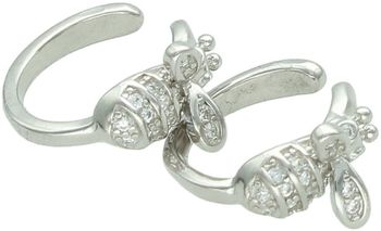 Srebrne kolczyki damskie 925 dwie nausznice z pszczołą w cyrkonie DIA-KLC-13952-925.jpg