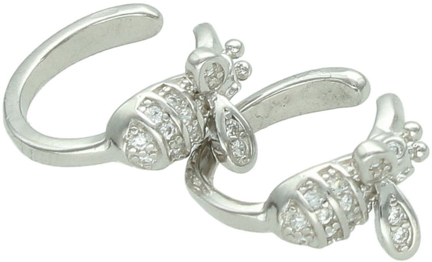 Srebrne kolczyki damskie 925 dwie nausznice z pszczołą w cyrkonie DIA-KLC-13952-925.jpg