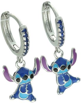 Kolczyki dziecięce srebrne 925 koła z zawieszką Stitch emalia i cyrkonie DIA-KLC-13969-925.jpg