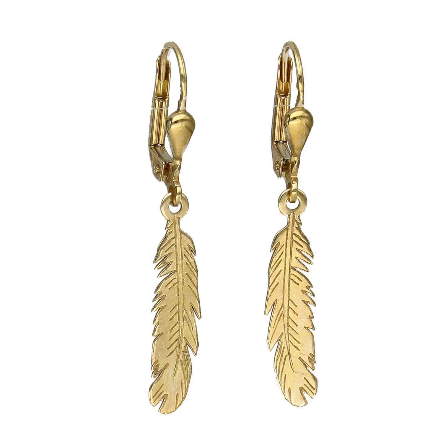 Złote kolczyki 333 wiszące piórka DIA-KLC-1398-333.jpg
