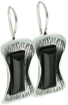 Eleganckie kolczyki srebrne próby 925 w kształcie prostokątów, zdobione naturalnymi onyksami. Model DIA-KLC-13997-925, długość 3,7 cm, szerokość 1,3 cm, waga 5,20 g. Idealny dodatek 1.jpg