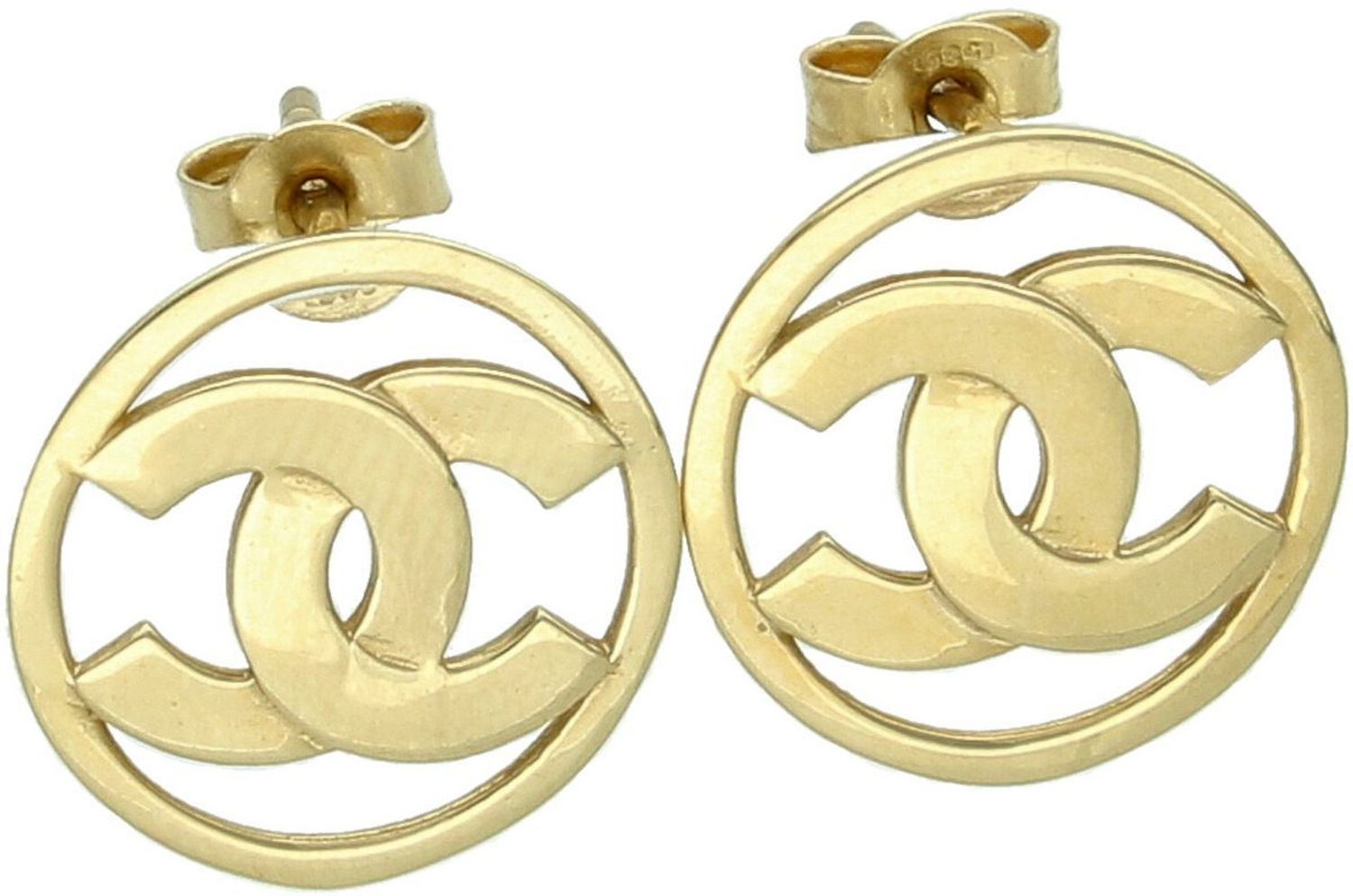 Złote kolczyki damskie chanelki 585 na sztyft – modne i eleganckie.jpg