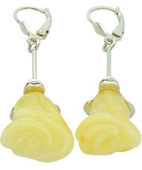 Kolczyki srebrne długie wiszące różyczki z żółtego bursztynu.jpg