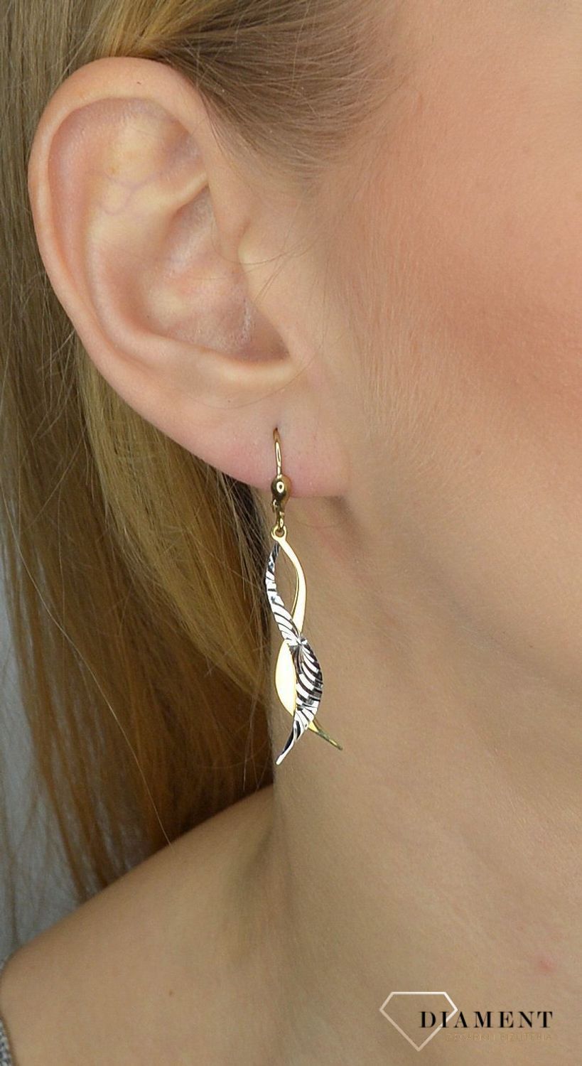 Złote kolczyki 333 wisząca plątanina uczuć DIA-KLC-1404-333.jpg