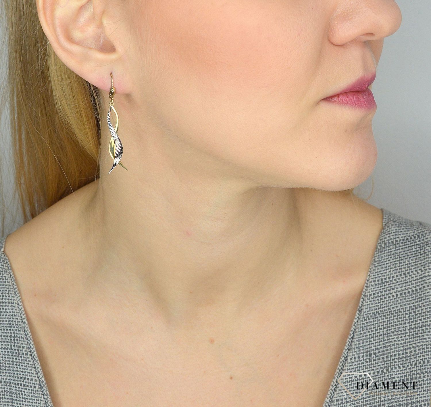 Złote kolczyki 333 wisząca plątanina uczuć DIA-KLC-1404-333.jpg