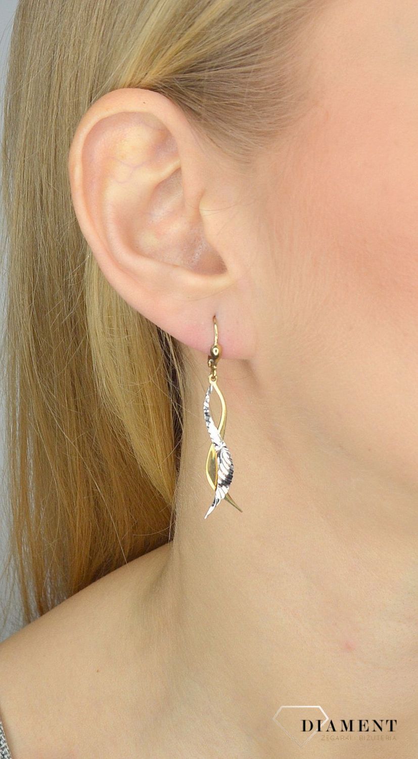 Złote kolczyki 333 wisząca plątanina uczuć DIA-KLC-1404-333.jpg