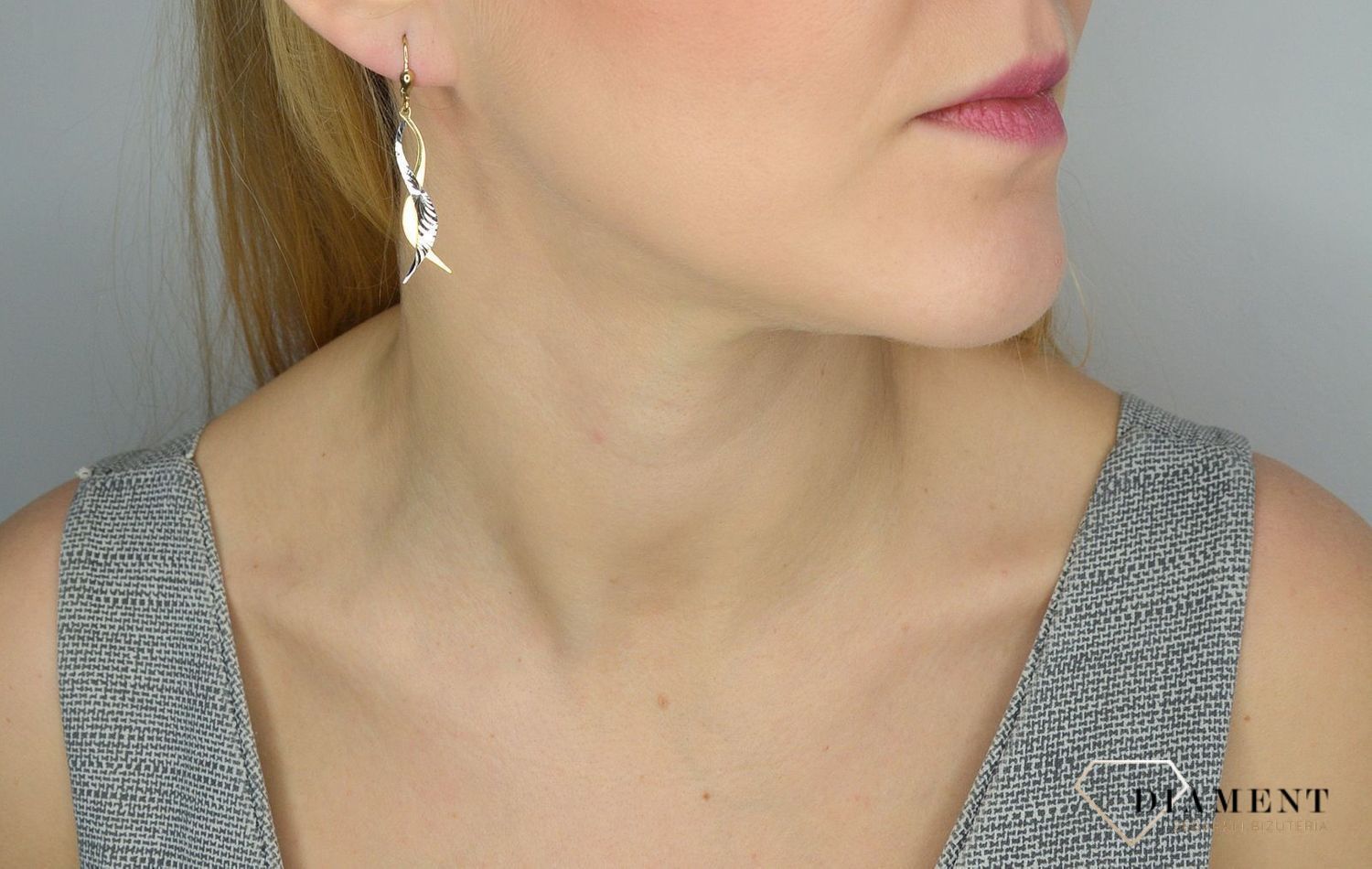 Złote kolczyki 333 wisząca plątanina uczuć DIA-KLC-1404-333.jpg