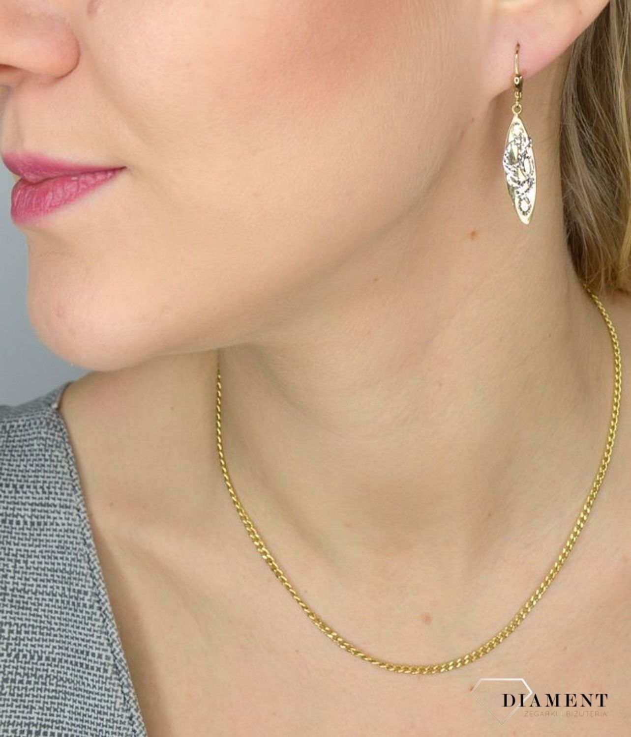 Złote kolczyki 333 wiszące zdobione blaszki DIA-KLC-1405-333.jpg