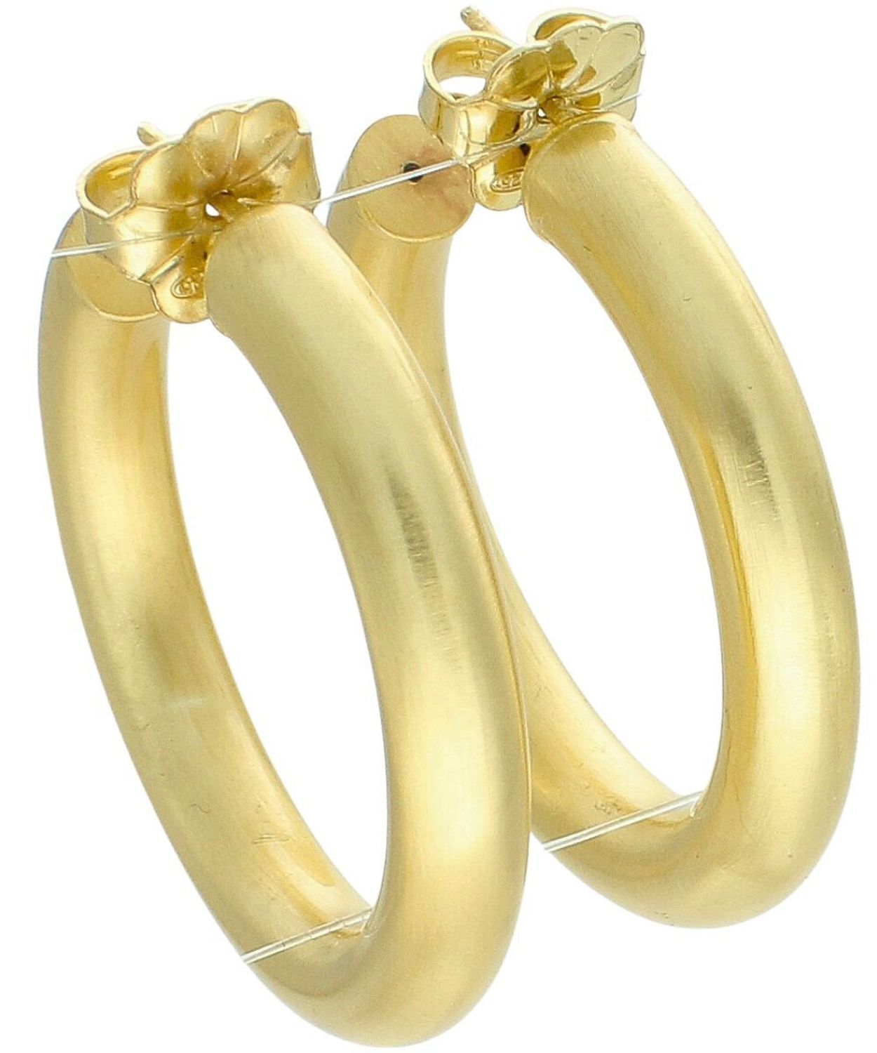 Eleganckie kolczyki damskie koła ze srebra próby 925, pozłacane, matowe wykończenie, zapięcie na sztyft. Stylowy dodatek o długości 4 cm.1.jpg