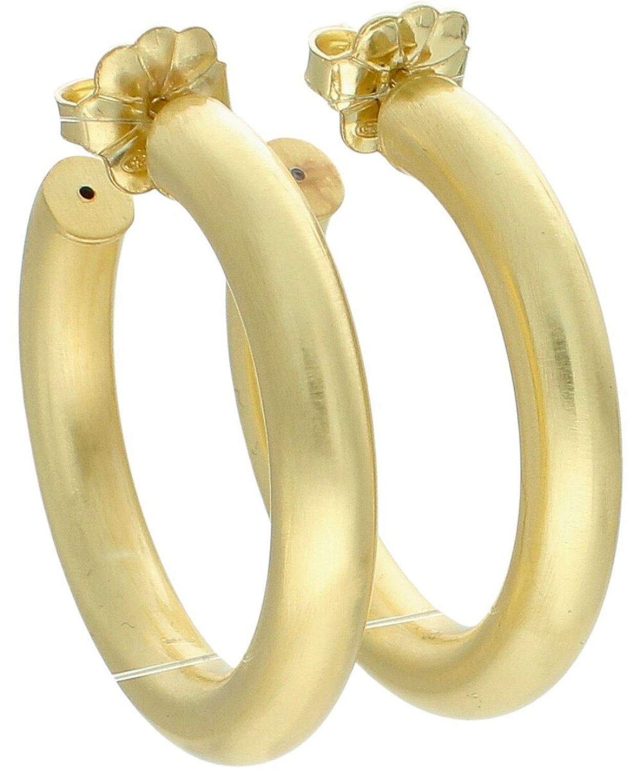 Eleganckie kolczyki damskie koła ze srebra próby 925, pozłacane, matowe wykończenie, zapięcie na sztyft. Stylowy dodatek o długości 4 cm.1.jpg