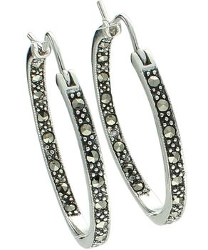 Kolczyki damskie ze srebra próby 925 DIA-KLC-14057-925 w formie kół, zdobione markazytami. Zapięcie kreol, długość 3,5 cm, szerokość 3 mm, waga 8,84 g. Elegancka biżuteria na co dzień i na prezent.1.jpg