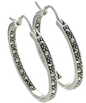 Kolczyki damskie ze srebra próby 925 DIA-KLC-14057-925 w formie kół, zdobione markazytami. Zapięcie kreol, długość 3,5 cm, szerokość 3 mm, waga 8,84 g. Elegancka biżuteria na co dzień i na prezent.3.jpg