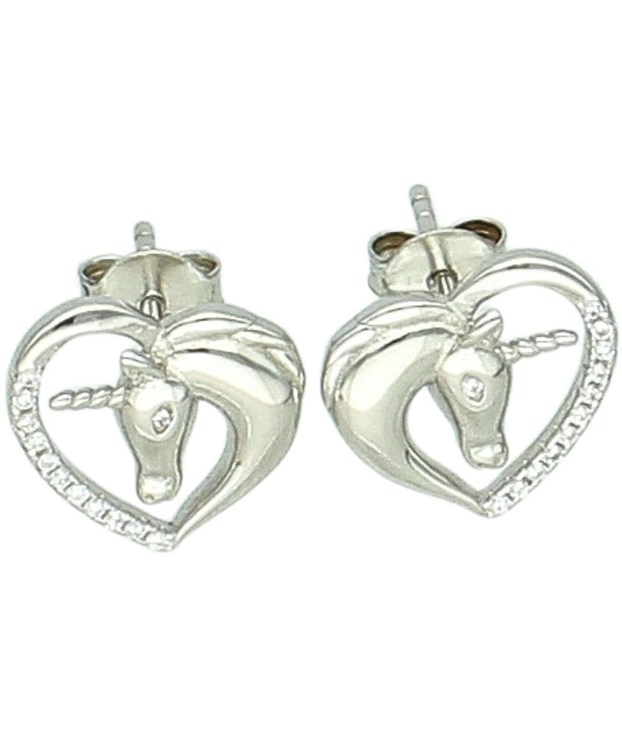 Srebrne kolczyki z jednorożcem – serce z cyrkoniami, biżuteria dziecięca 925.jpg