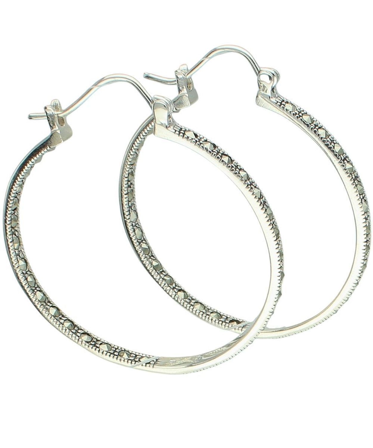 Duże srebrne kolczyki koła 925 z markazytami – eleganckie kolczyki damskie 4 cm (2).jpg