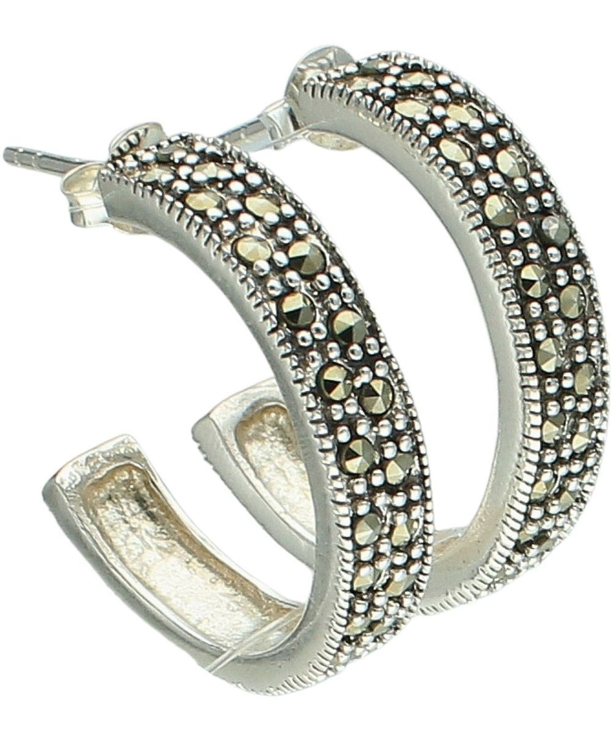 Srebrne kolczyki koła 925 z markazytami – eleganckie kolczyki damskie 2,5 cm.jpg