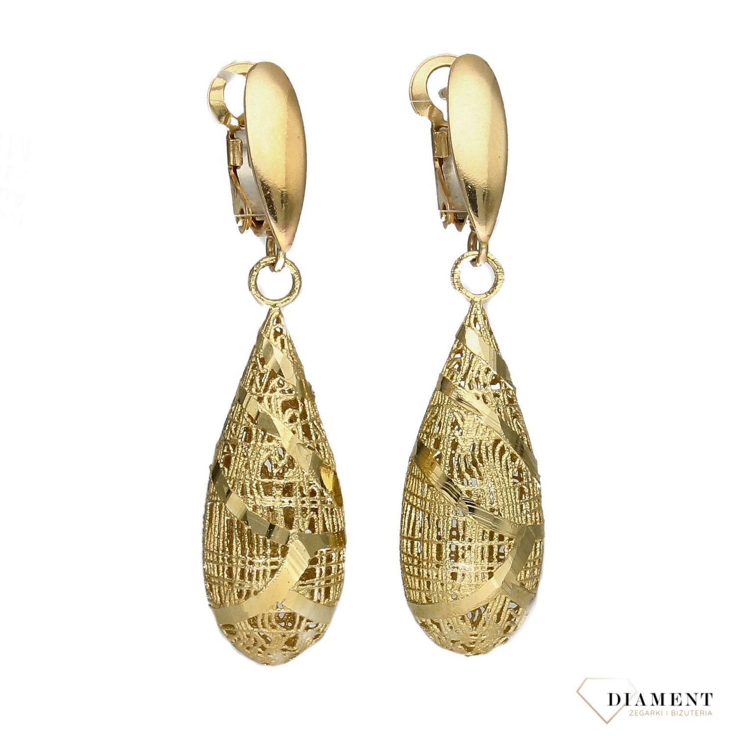 Złote kolczyki 585 ażurowe błyszczące sople DIA-KLC-1416-585.jpg