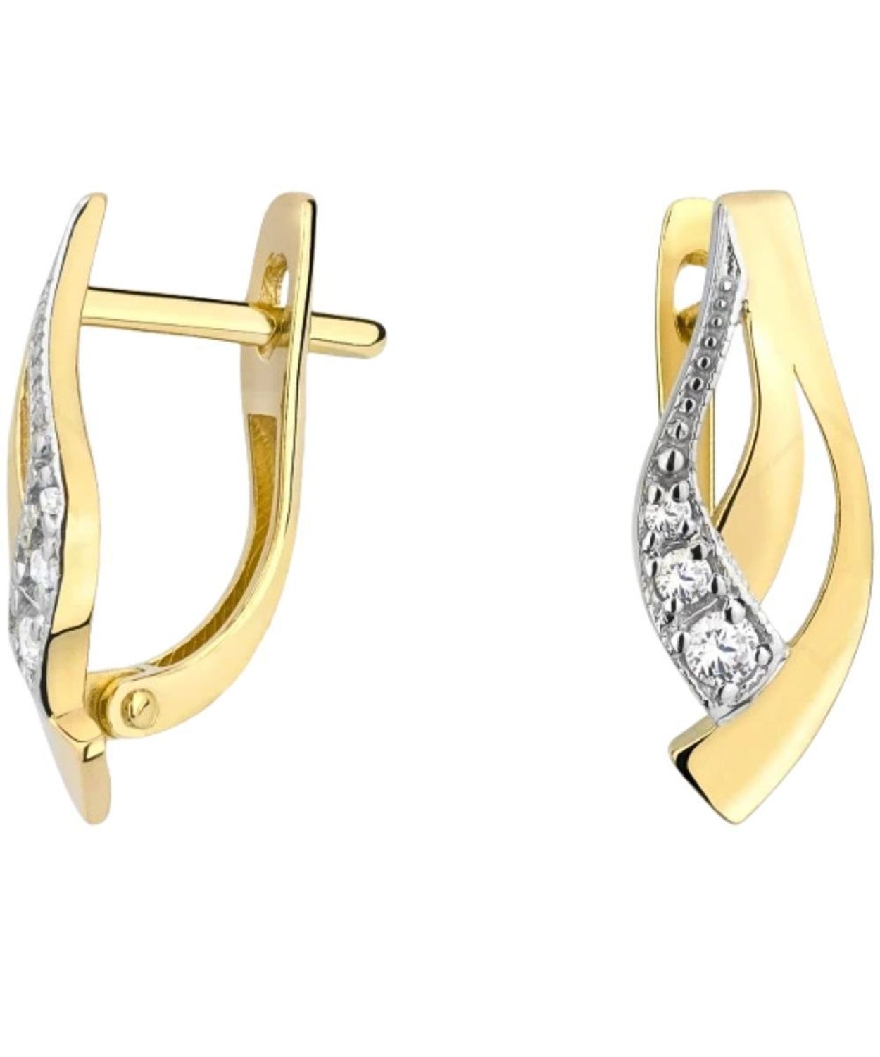 Ekskluzywne złote kolczyki 333 z cyrkoniami. Subtelny blask, eleganckie angielskie zapięcie i ponadczasowy styl. Idealne na prezent dla kobiety..jpg