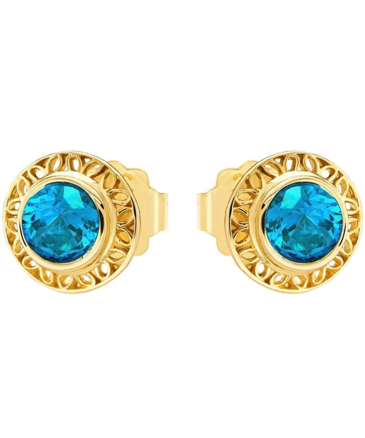 Złote kolczyki 333 ażurowe z turkusową cyrkonią – eleganckie kolczyki sztyfty.jpg