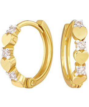 Złote kolczyki kółka serduszka z cyrkoniami 333 - zatrzask 11,5 mm.jpg