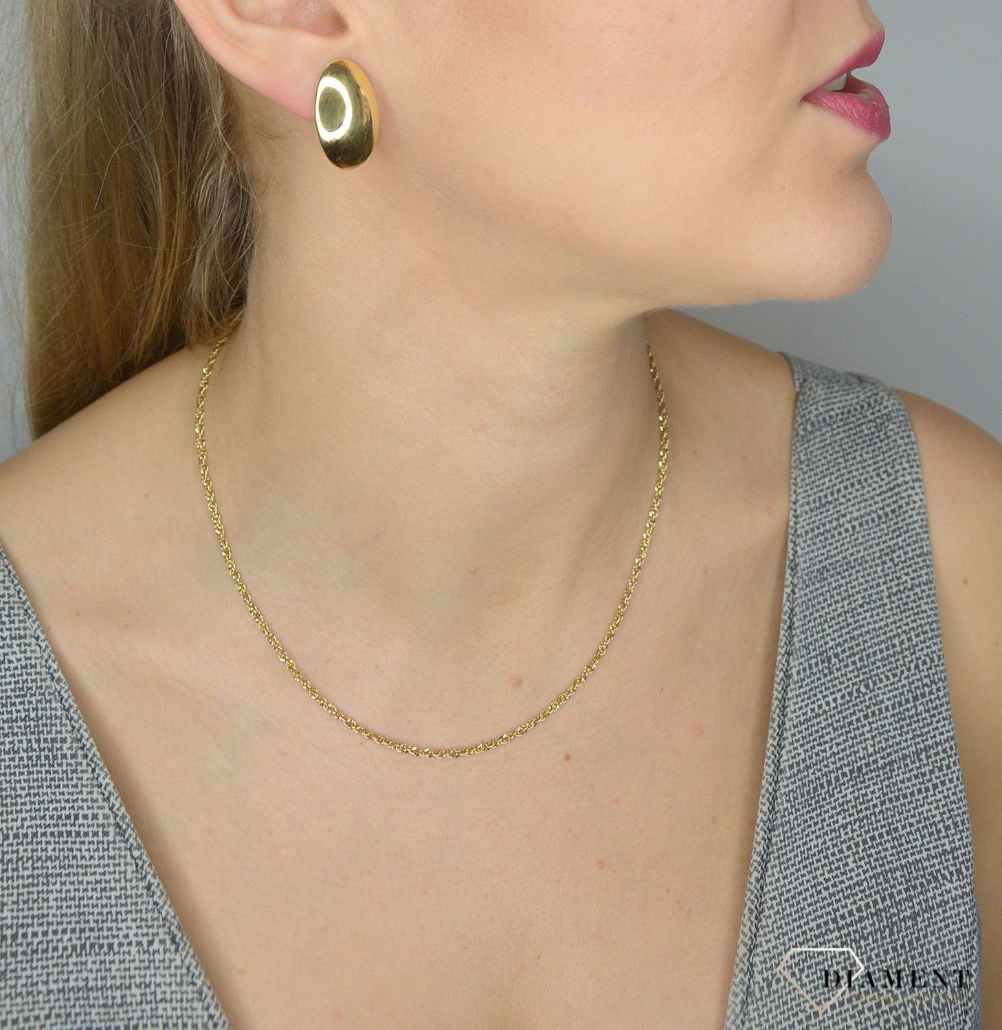 Złote kolczyki 585 gładkie owalne przy uchu DIA-KLC-1421-585.jpg