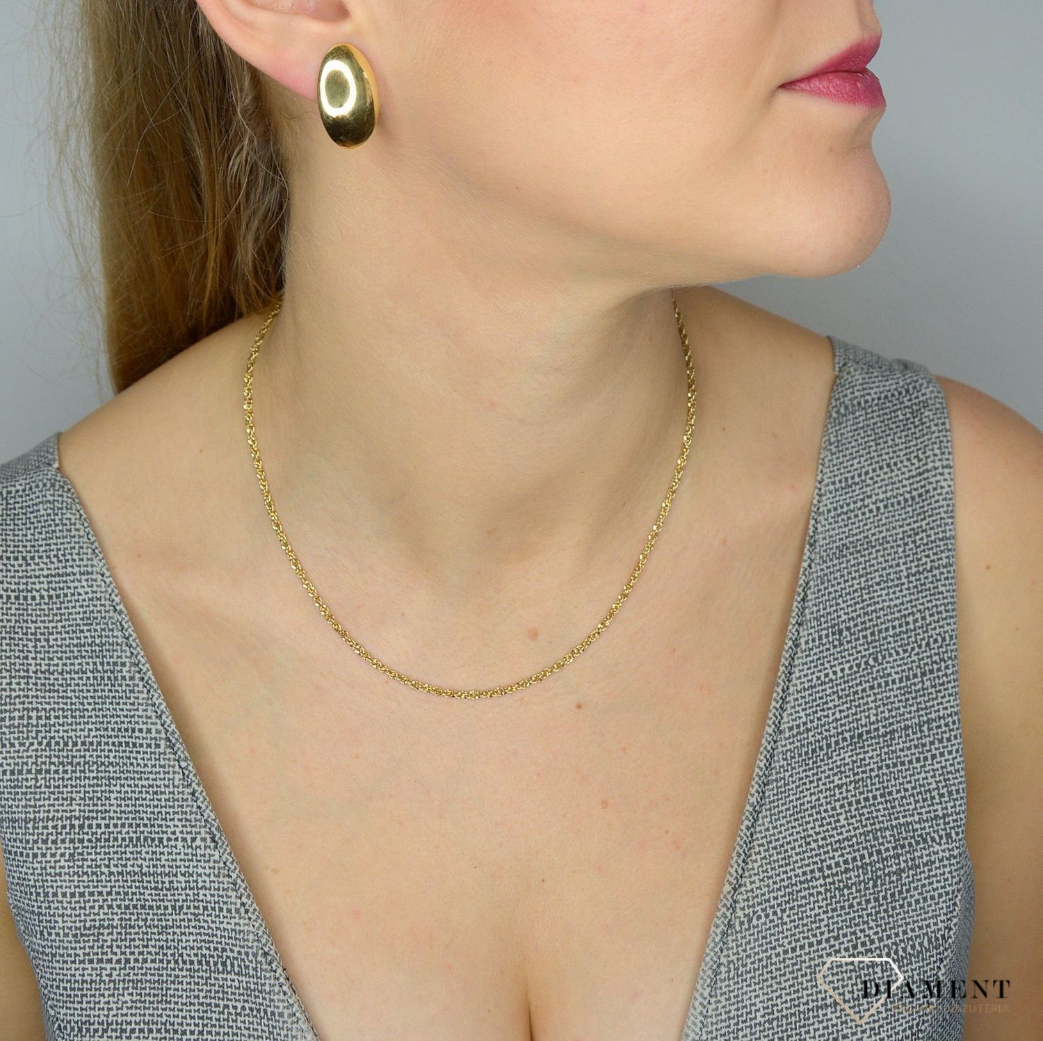 Złote kolczyki 585 gładkie owalne przy uchu DIA-KLC-1421-585.jpg