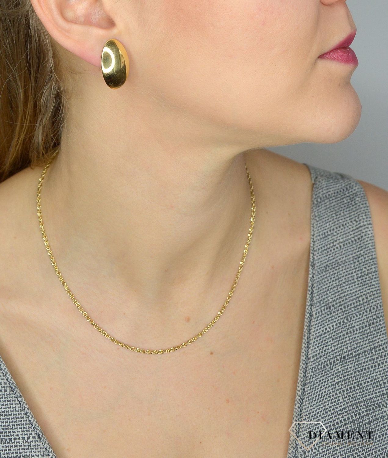 Złote kolczyki 585 gładkie owalne przy uchu DIA-KLC-1421-585.jpg