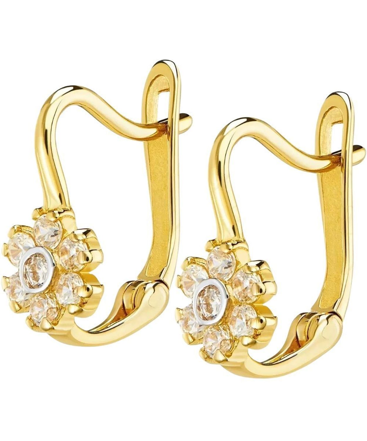 Złote kolczyki kwiatki z cyrkoniami 333 - angielskie zapięcie.jpg