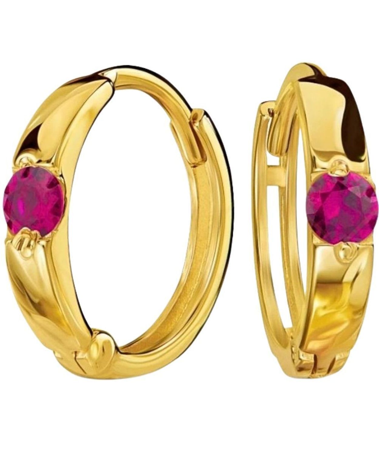 Złote kolczyki dla dziewczynki 333 z rubinową cyrkonią – lekkie i bezpieczne Au.jpg