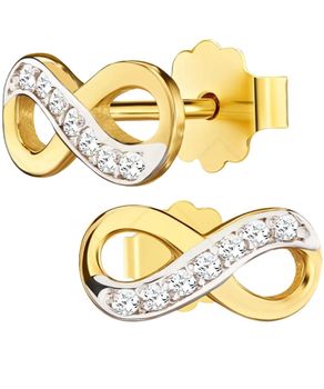 Złote kolczyki nieskończoność z cyrkoniami 333 - sztyft.jpg