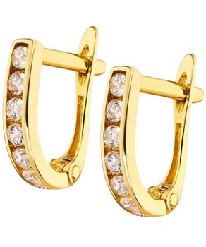 Złote kolczyki z cyrkoniami 333 - linia kamieni angielskie zapięcie Au 333.jpg