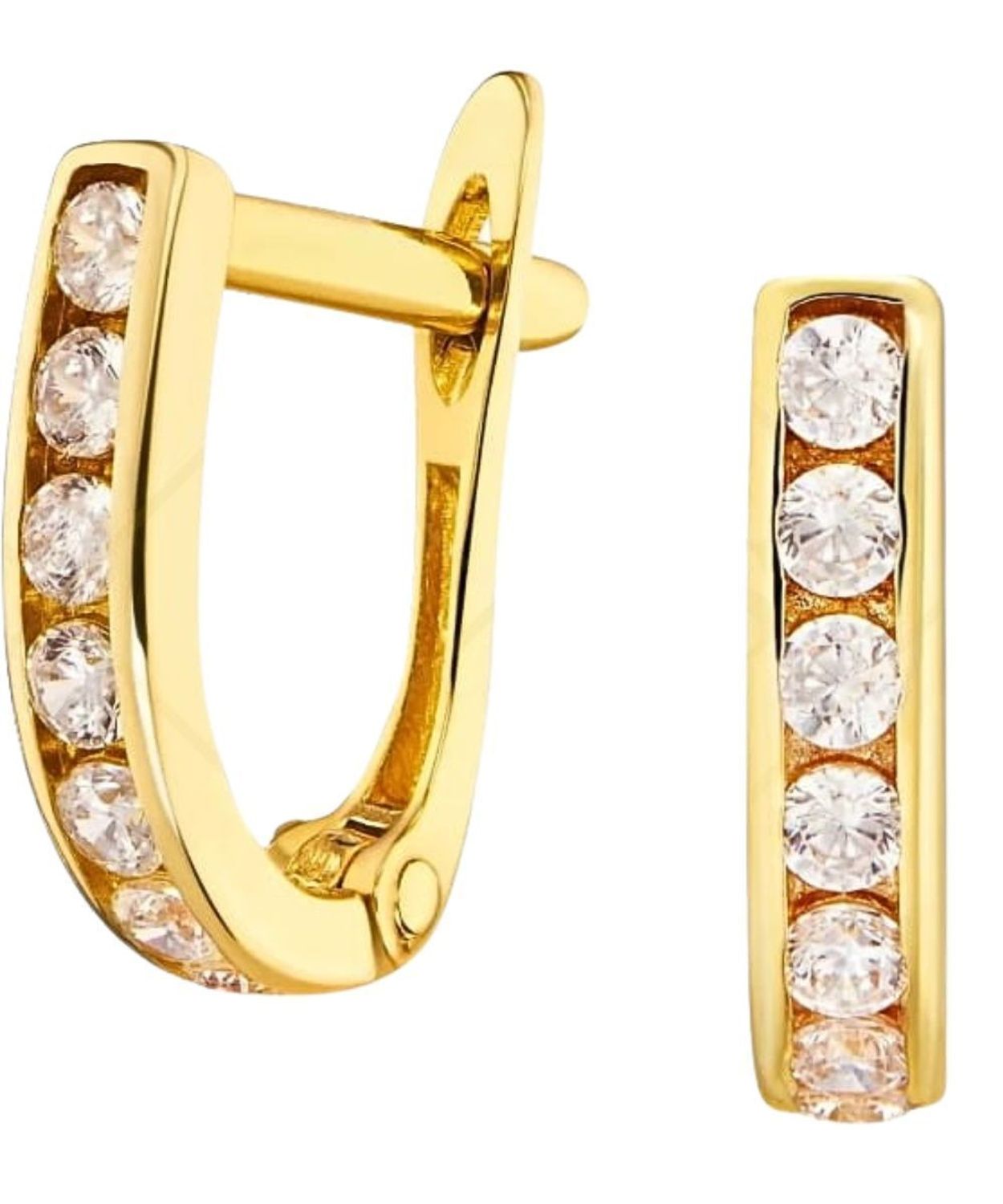 Złote kolczyki z cyrkoniami 333 - linia kamieni angielskie zapięcie złoto.jpg