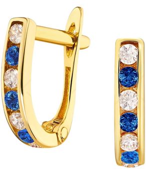 Złote kolczyki 333 z niebieską cyrkonią eleganckie - angielskie zapięcie Au.jpg