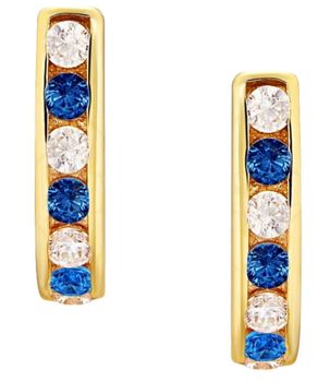 Złote kolczyki 333 z niebieską cyrkonią eleganckie - angielskie zapięcie blue.jpg
