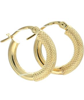 Złote kolczyki małe koła 375 – grawerowane kółka z gładkim wykończeniem Au.jpg