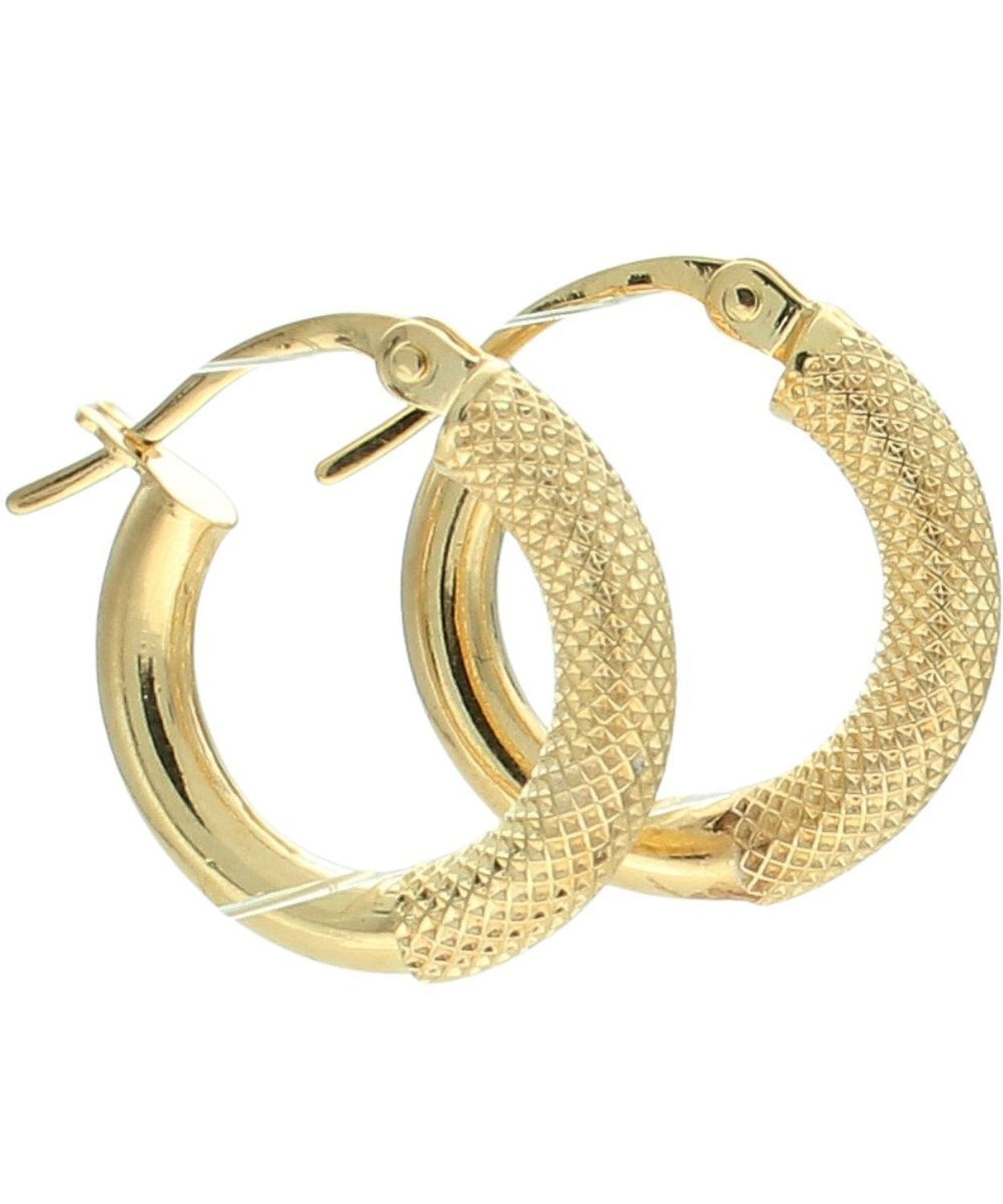 Złote kolczyki małe koła 375 – grawerowane kółka z gładkim wykończeniem Au.jpg